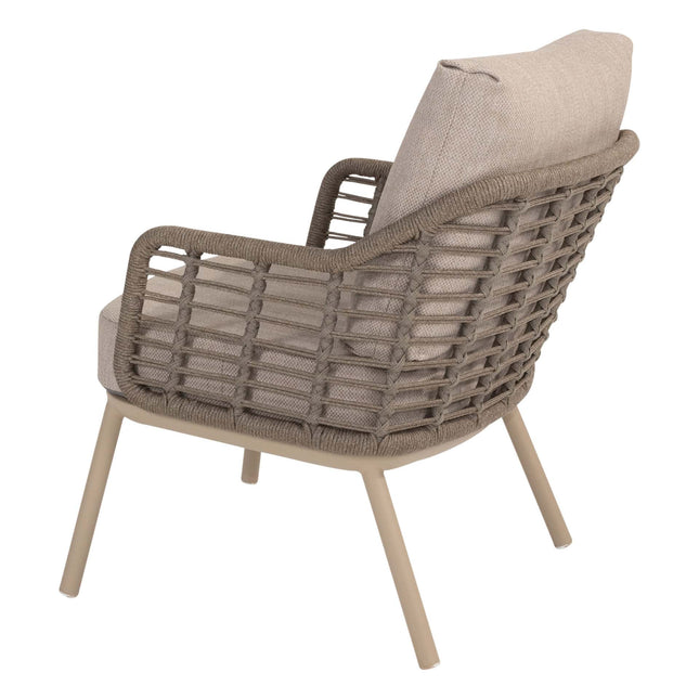Taste 4SO Puglia niedriger Esstuhl + Saba Low Dining Teak Tabelle 130 Ø CM Latte