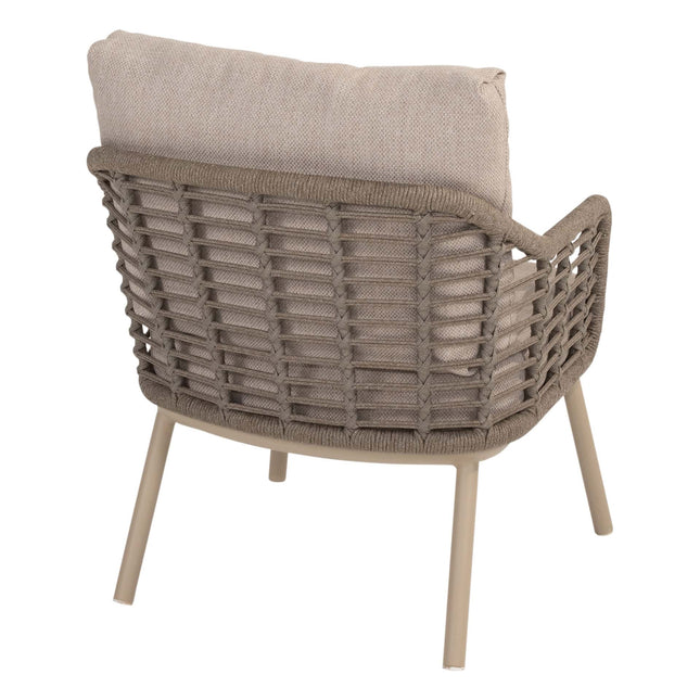 Taste 4SO Puglia niedriger Esstuhl + Saba Low Dining Teak Tabelle 130 Ø CM Latte