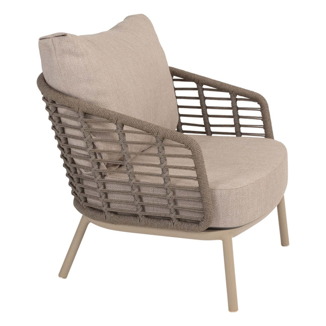 Taste 4SO Puglia Lounge Set Latte, 3-Sitzer-Lounge-Sofa + 2x Lounge Stuhl + Fußstopp