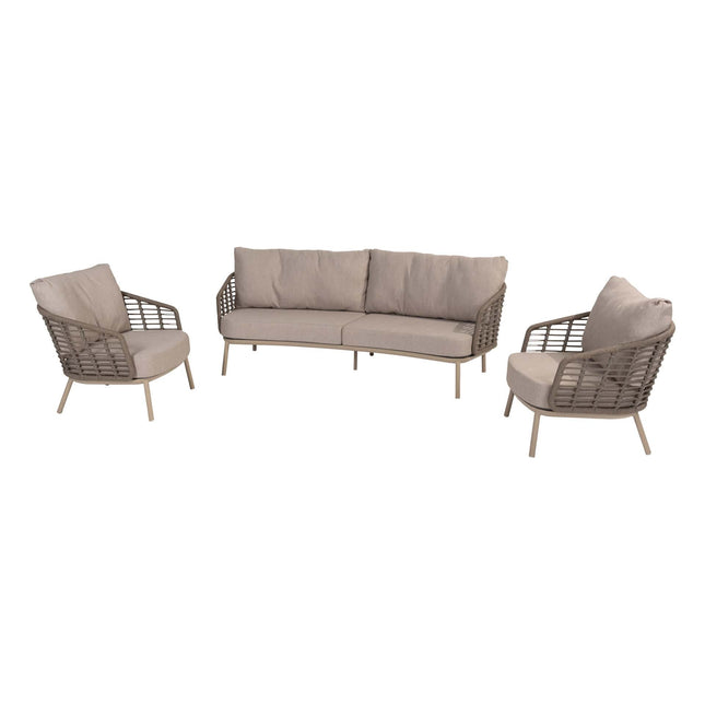 Taste 4SO Puglia Lounge Set Latte, 3-Sitzer-Lounge-Sofa + 2x Lounge Stuhl