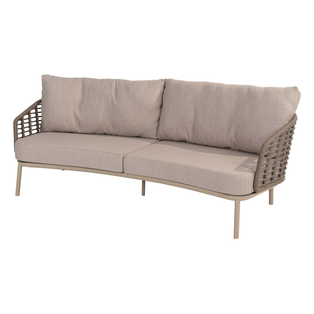 Taste 4SO Puglia Lounge Set Latte, 3-Sitzer-Lounge-Sofa + 2x Lounge Stuhl + Fußstopp