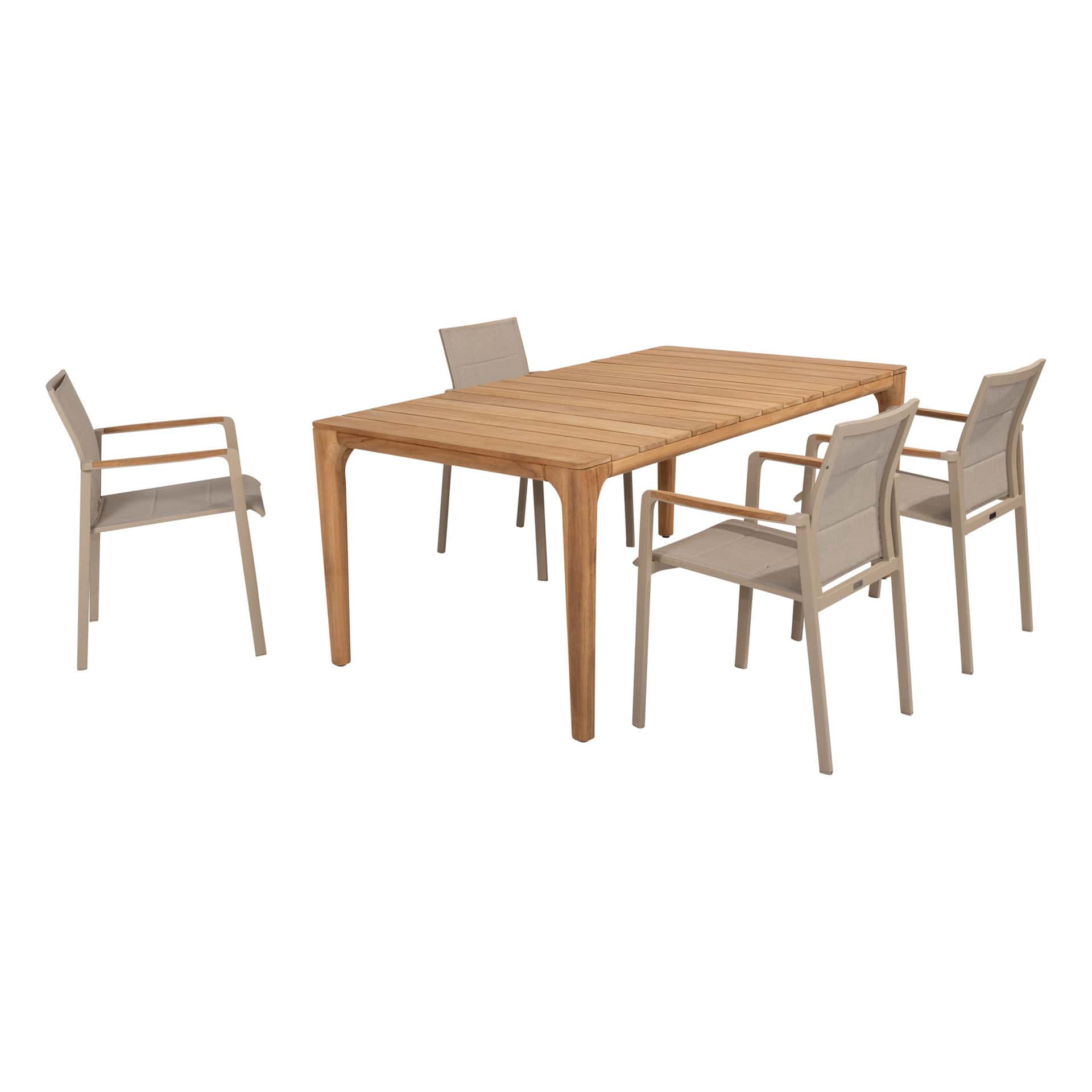 4SO Cortina dining set latte (4 st.) met Liam tafel 180x100cm