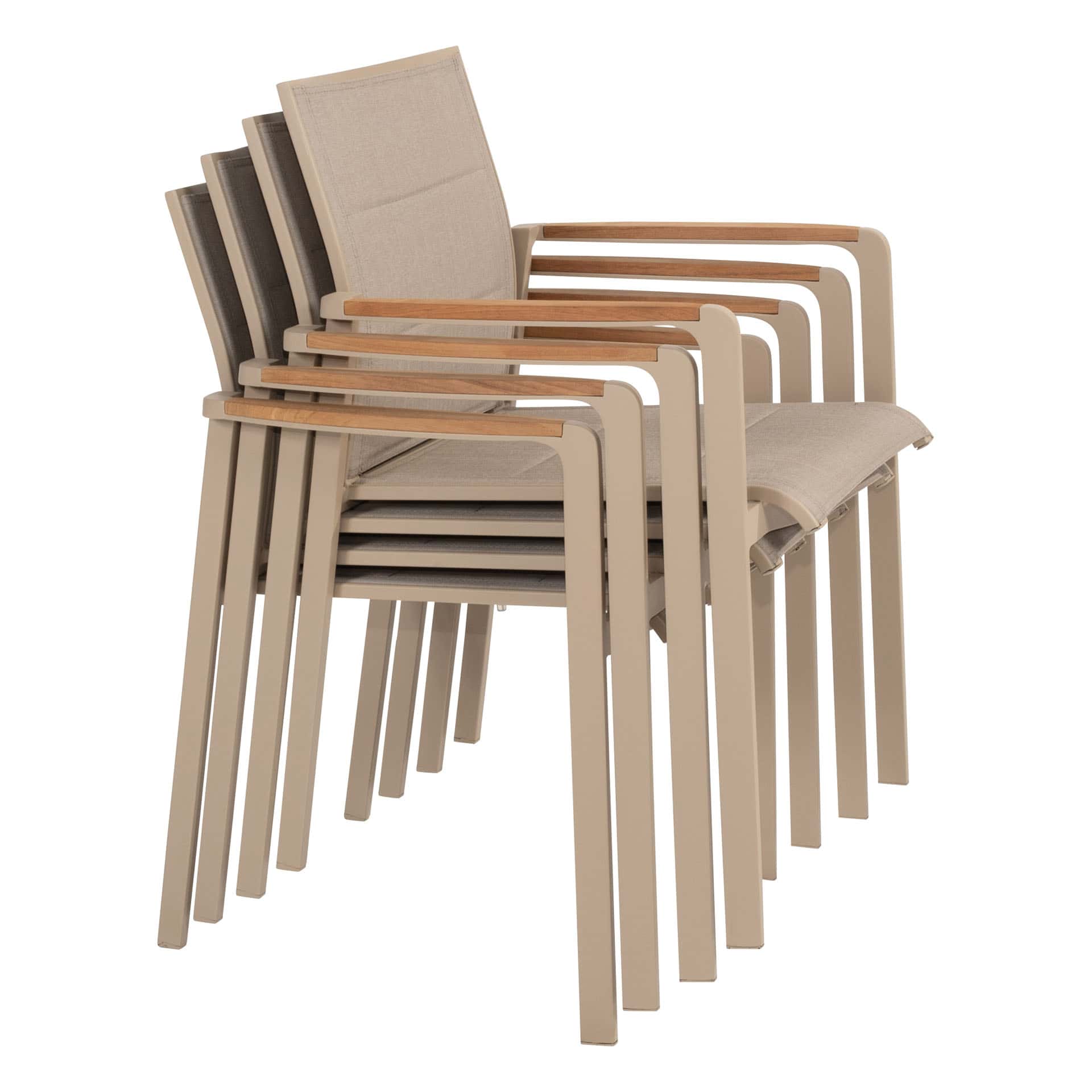 4SO Cortina dining set latte (6 st.) met Prado tafel 240x105cm