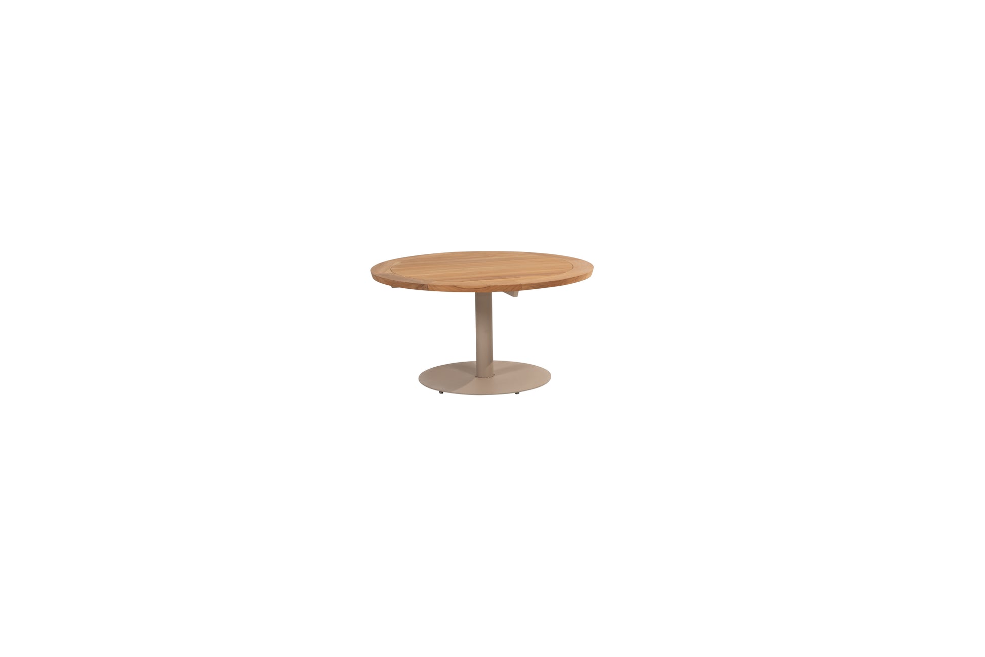 Saba low dining table Teak top 130cm with Latte base