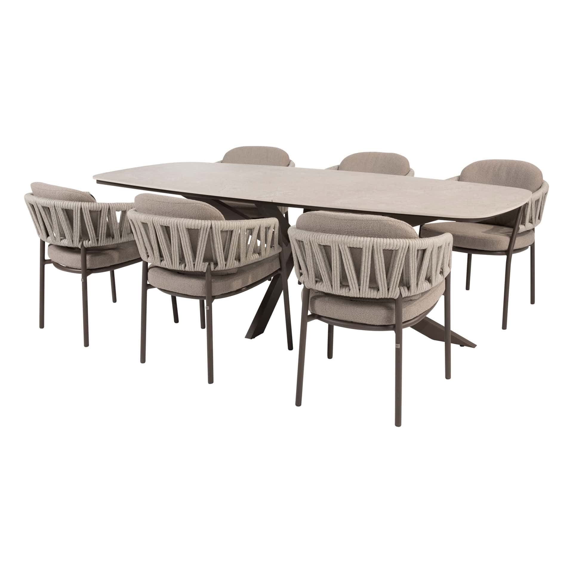 4SO Calma dining set terre (6 st.) met Prado tafel 240x105cm