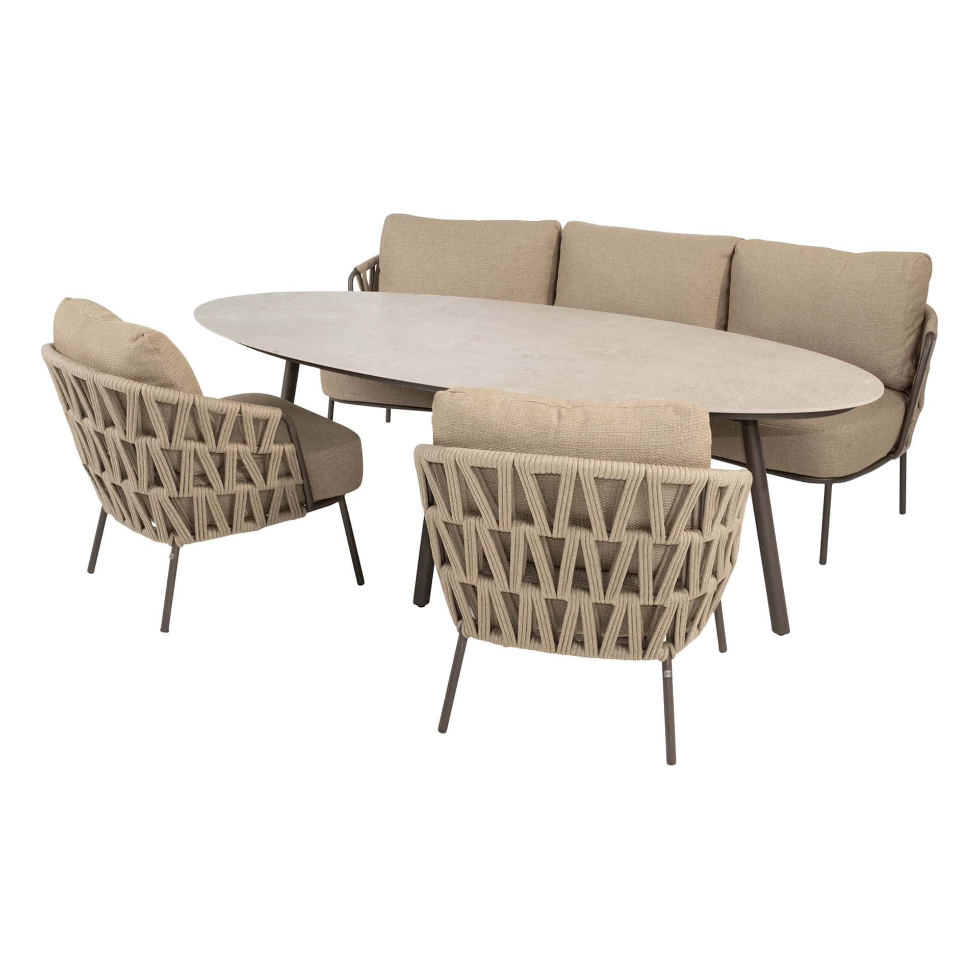 4SO Mallorca low dining set terre (5 st.) + Taste 4SO Salute tafel 220x105cm