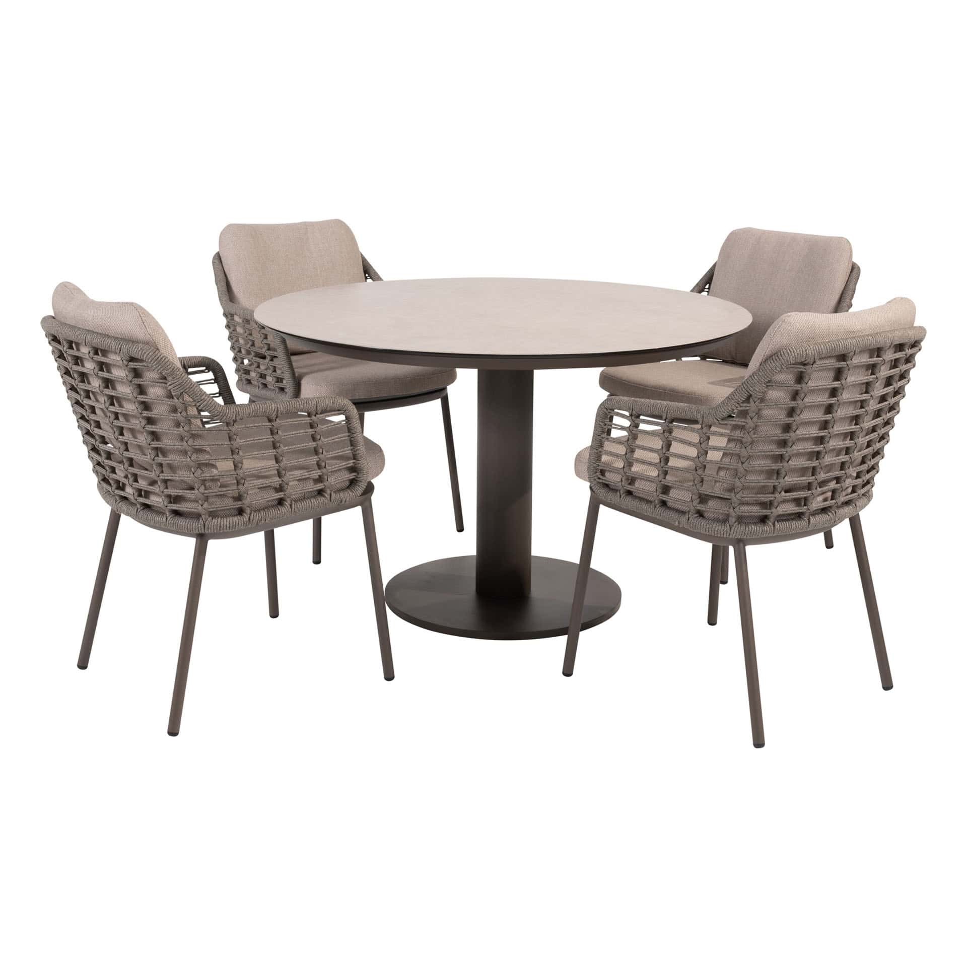 4SO Puglia dining set terre (4 st.) met Sarah tafel ⌀120cm