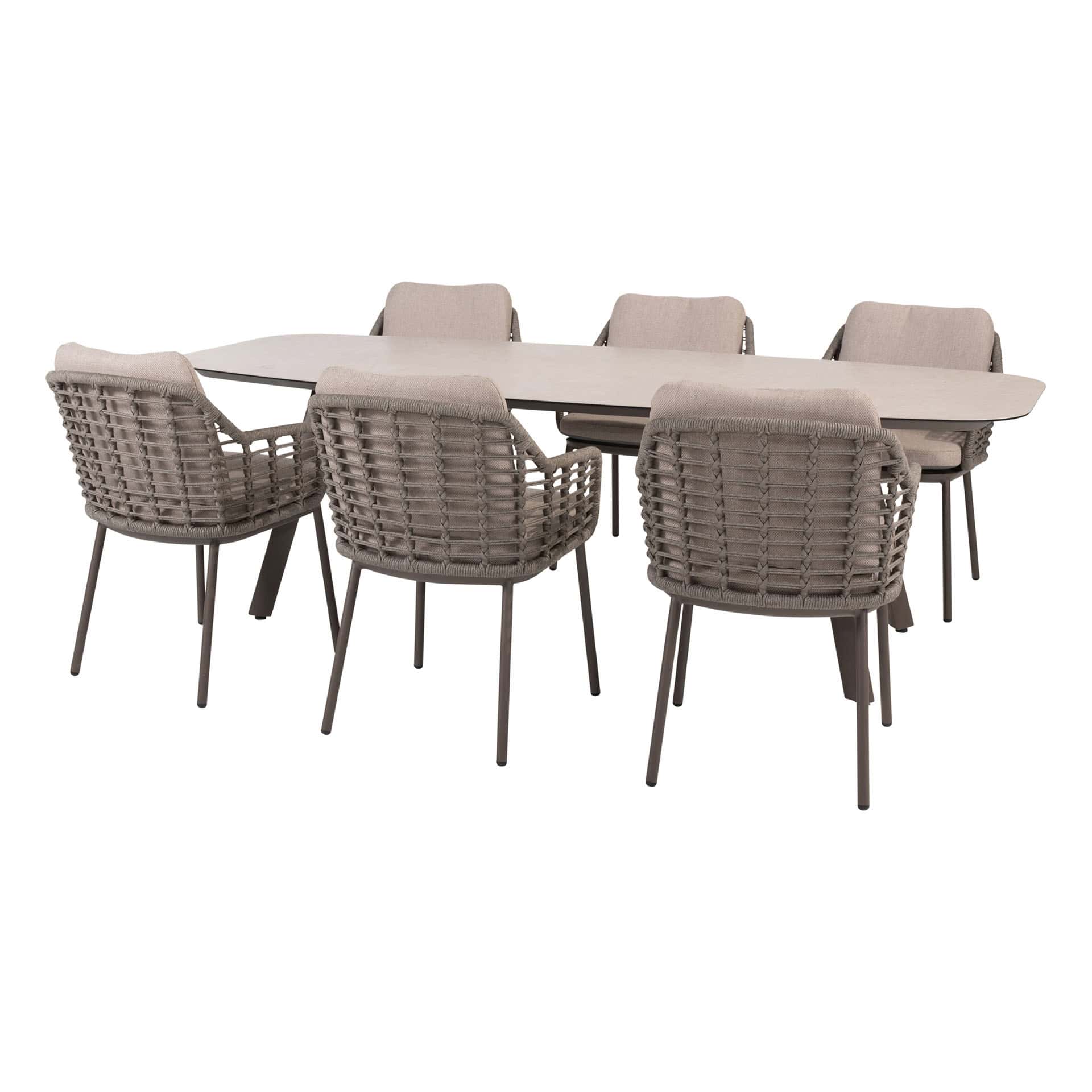 4SO Puglia dining set terre (6 st.) met Manolo tafel 240x103cm