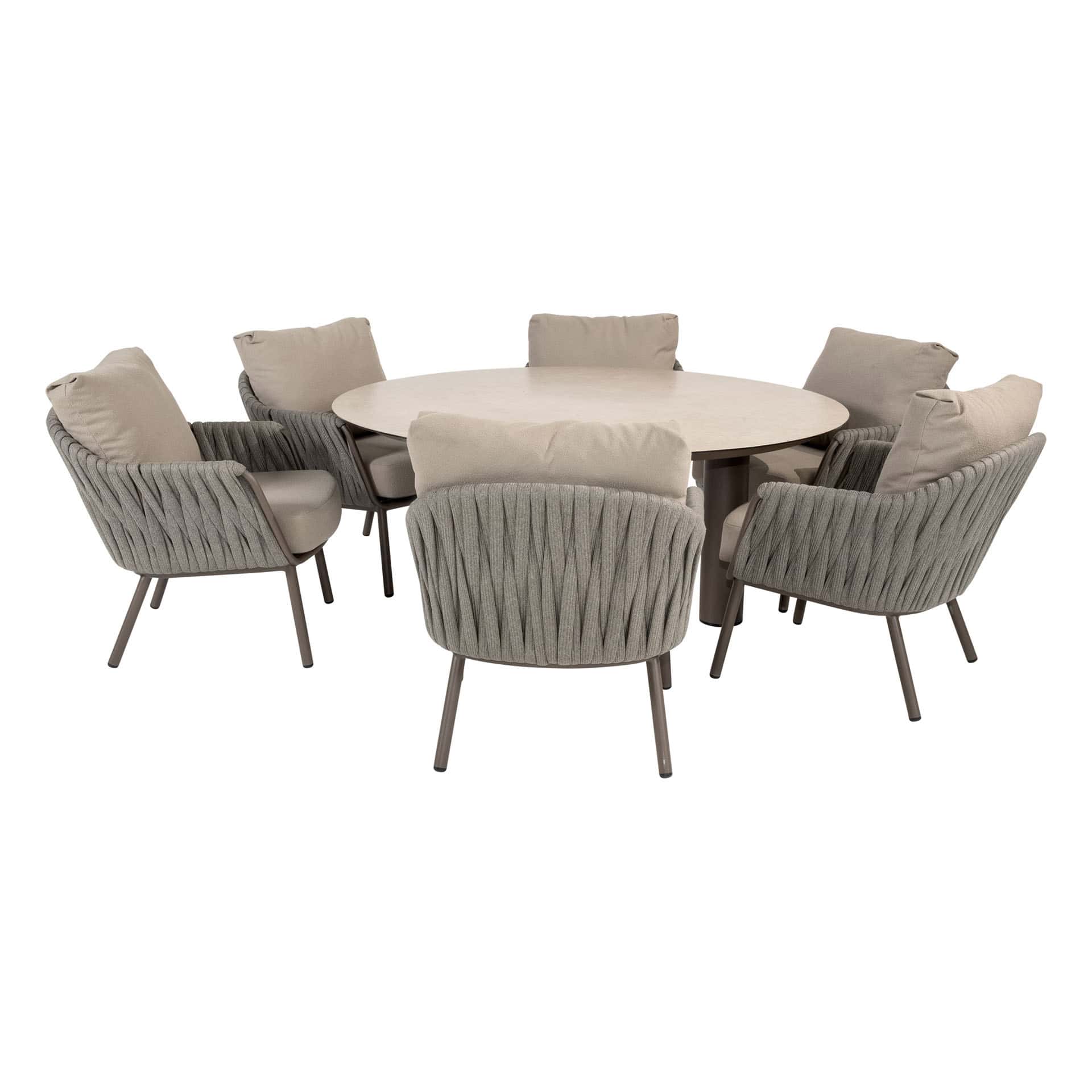 4SO Cannes low dining set met Donato tafel ⌀160cm