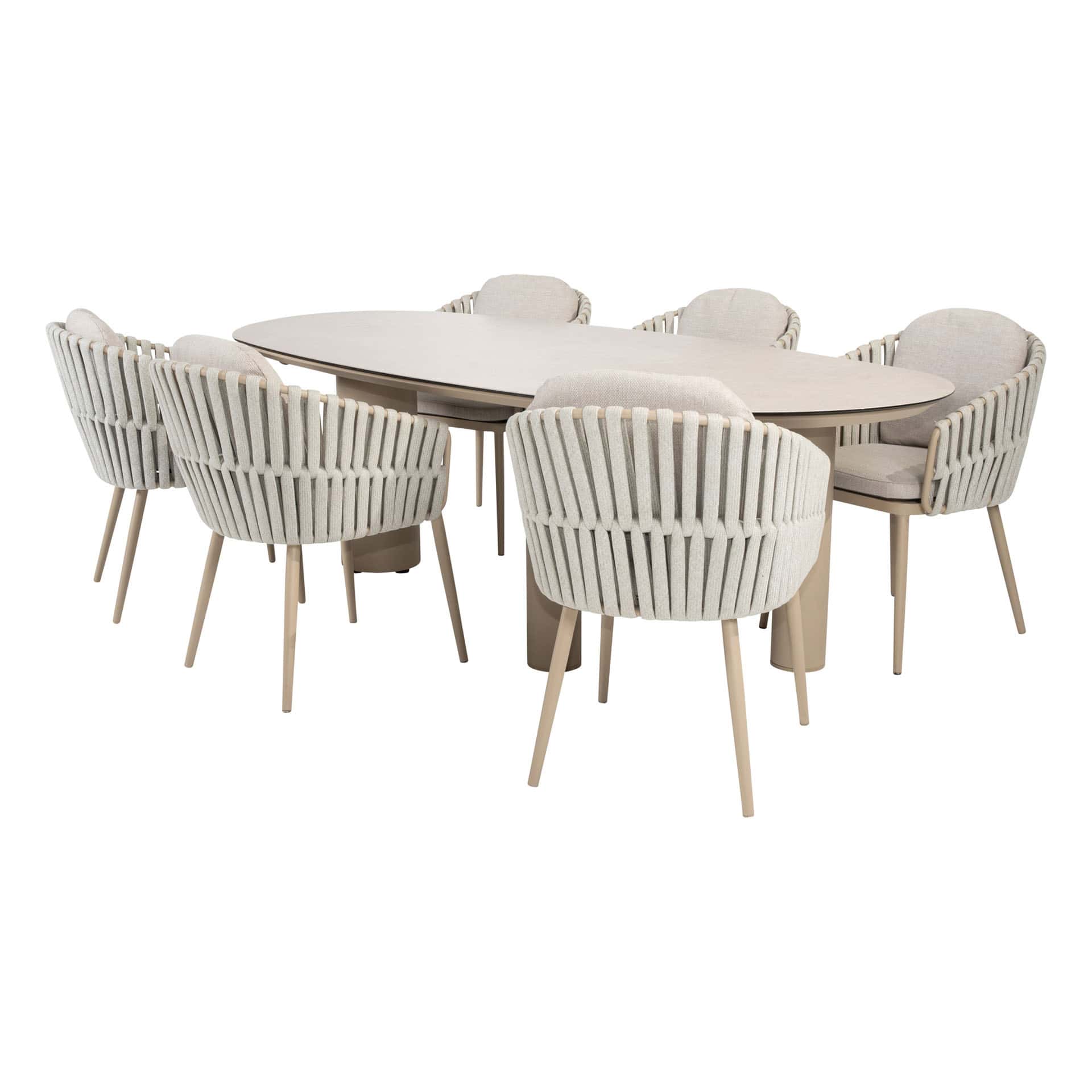 4SO Eva dining set latte (6 st.) met Denia tafel 240x110cm - afbeelding 2