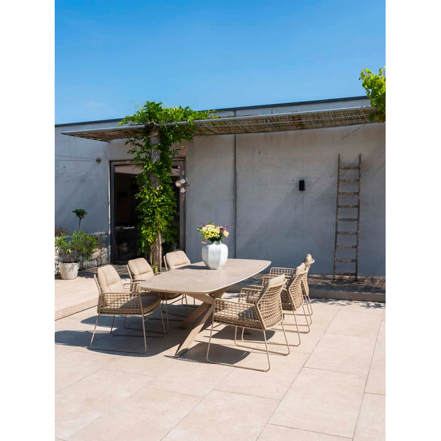 Taste 4SO Albano Essstuhl + Prado Tisch mit Keramik -Tisch -Top -Fass -Latte 240 cm