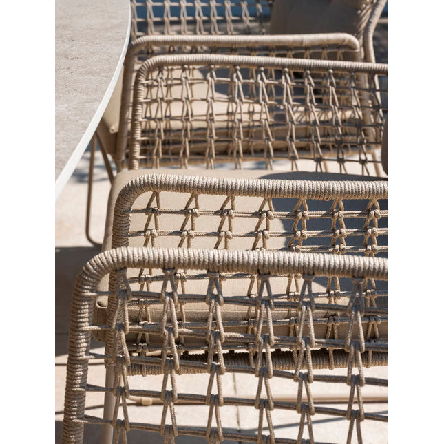 Taste 4SO Albano Essstuhl + Prado Tisch mit Keramik -Tisch -Top -Fass -Latte 240 cm