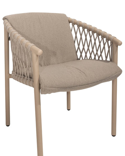 4 Jahreszeiten Outdoor Allora Essstuhl Latte + Geschmack 4so Prado Tisch mit Keramiktisch Top Barrel Latte 240 cm