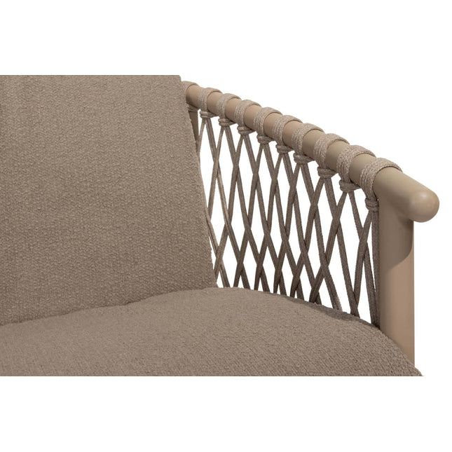 4 Seasons Outdoor Allora Essstuhl Latte + Taste 4SO Korsica Tisch Teak 160 Ø CM