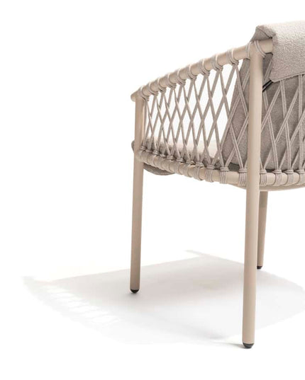 4 Jahreszeiten Outdoor Allora Essstuhl Latte + Geschmack 4so Prado Tisch mit Keramiktisch Top Barrel Latte 240 cm