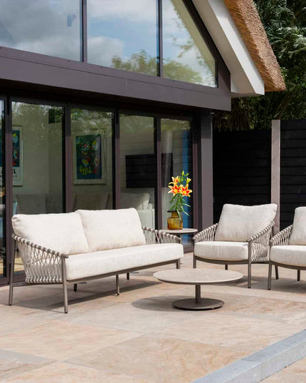 4 Jahreszeiten Outdoor Allora Bistro Lounge Set + Boaz Seitentabelle 45 Ø CM Terre