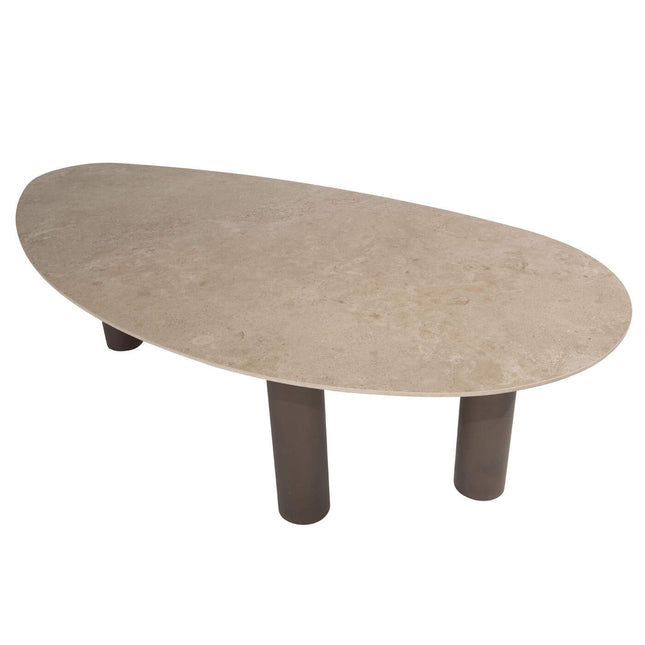 4 Seasons Outdoor Allora Essstuhl Terre + Arizona Tisch Keramikblatt Kieselform 240 cm