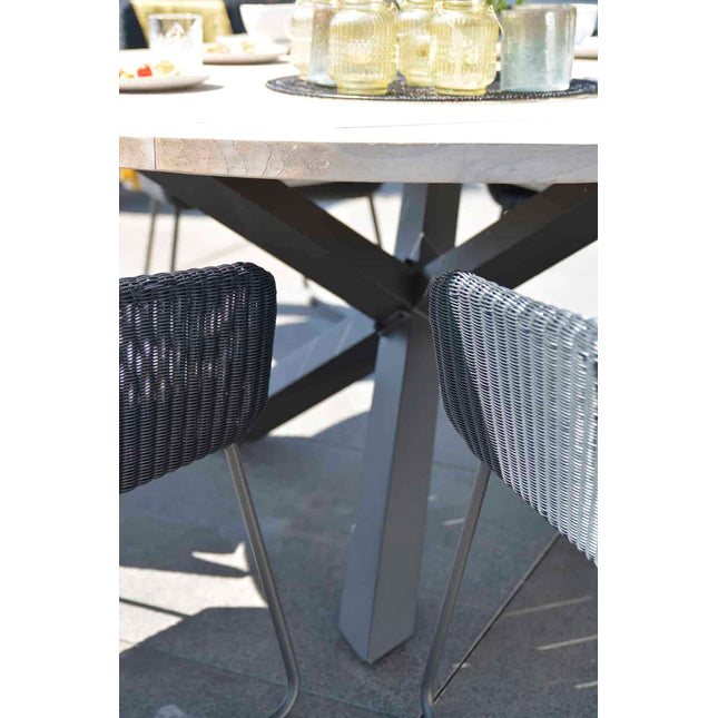 Taste 4SO Louvre Teak Tabelle 160 Ø CM Aluminiumbasis