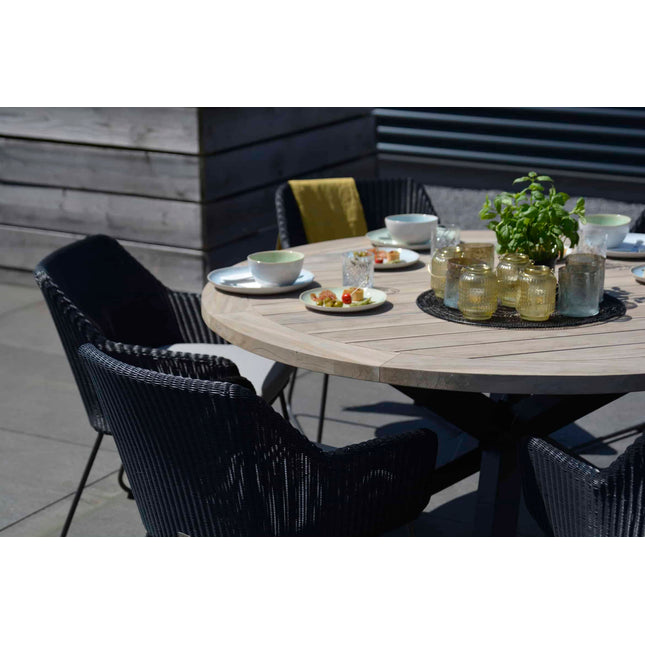 Taste 4SO Louvre Teak Tabelle 160 Ø CM Aluminiumbasis