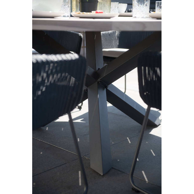 Taste 4SO Louvre Teak Tabelle 160 Ø CM Aluminiumbasis