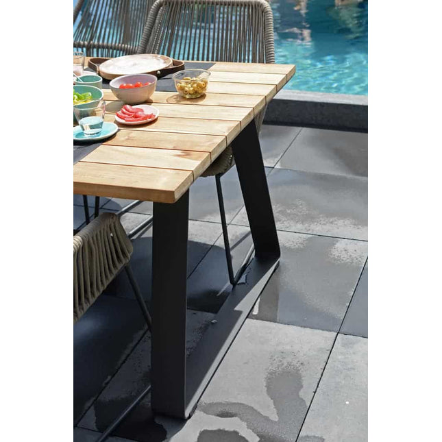 Taste 4SO Palma Dining Anthrazit + Basso Teaktabelle 240 cm