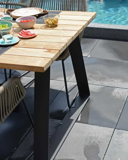 Taste 4SO Barista Dining Anthrazit + Basso Teaktabelle 240 cm