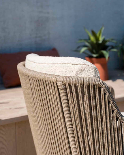 4 Seasons Outdoor Bernini Essstuhl + Taste 4SO Prado Teak Tisch Oval 240 cm Terre Onderstel