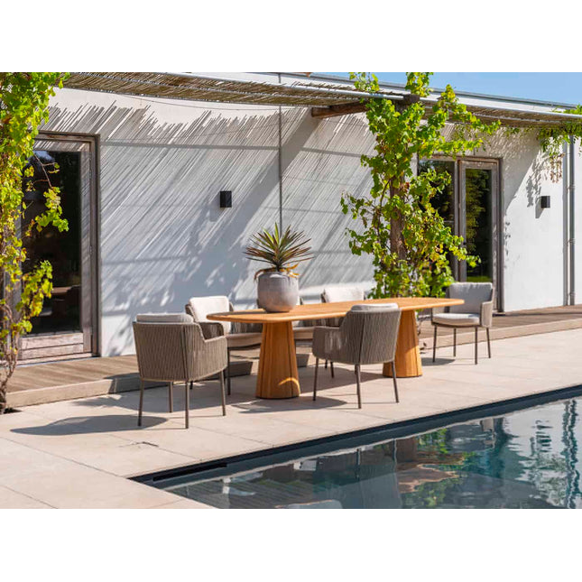 4 Seasons Outdoor Bernini Essstuhl + Taste 4SO Capri Tisch-Fass-Form-Teak 280 cm