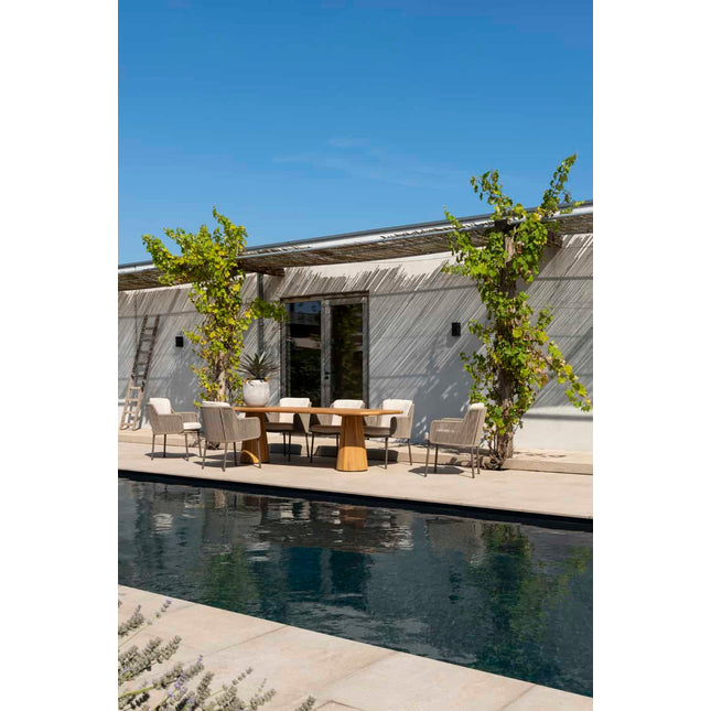 4 Seasons Outdoor Bernini Essstuhl + Taste 4SO Capri Tisch-Fass-Form-Teak 280 cm