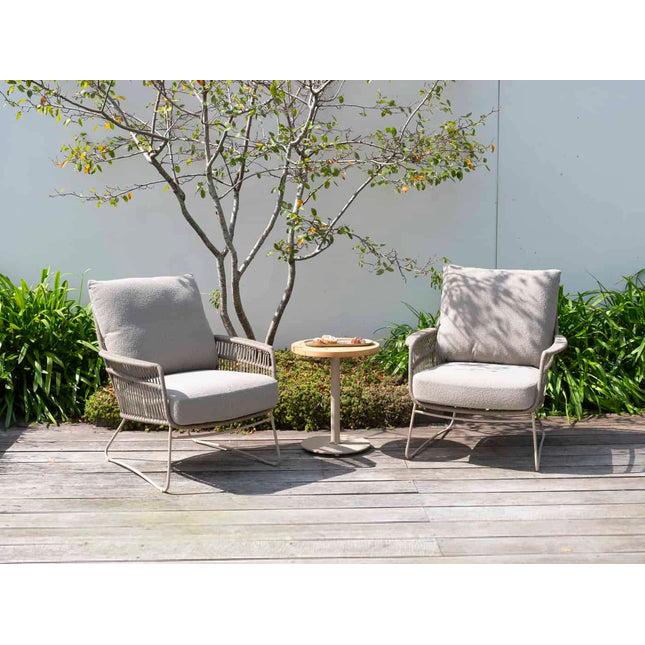 4 Seasons Outdoor Boaz Side Table mit Keramiktisch -Tisch, Zentralbein Latte 45 cm. Ø (H 55)
