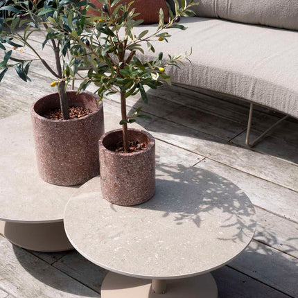 4 Seasons Outdoor Boaz Couchtisch mit Keramiktisch, Zentralbeinlatte 80 cm. Ø (H 30)
