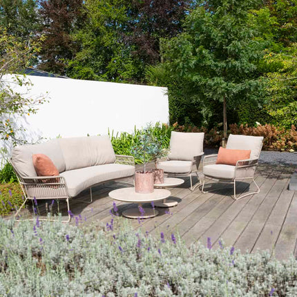 4 Seasons Outdoor Boaz Couchtisch mit Keramiktisch, Zentralbeinlatte 80 cm. Ø (H 30)