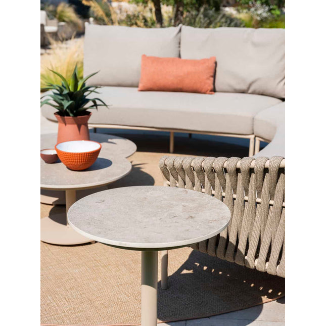 4 Seasons Outdoor Boaz Side Table mit Keramiktisch -Tisch, Zentralbein Latte 45 cm. Ø (H 55)