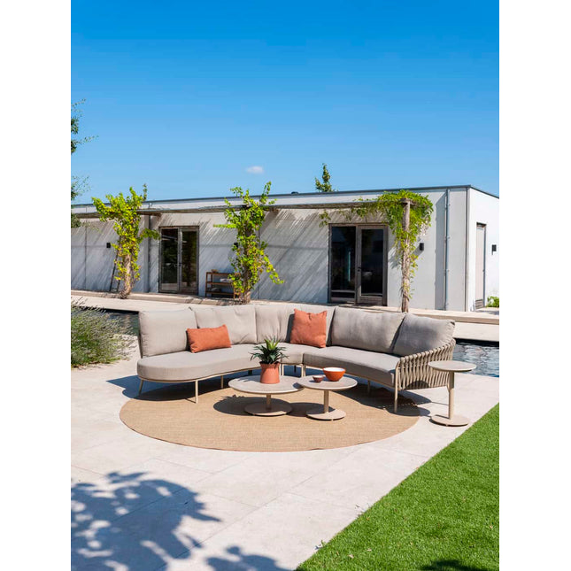 4 Seasons Outdoor Boaz Side Table mit Keramiktisch -Tisch, Zentralbein Latte 45 cm. Ø (H 55)