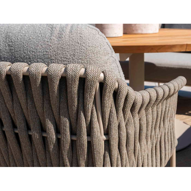 4 Seasons Outdoor Garden Set Comino Low Dining Chair + Taste 4SO Donato Low Esstisch Latte 160 cm Ø