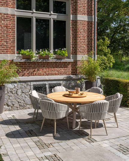Taste 4SO Eva Dining + Prado Teak Tabelle 160 Ø CM + Lazy Susan