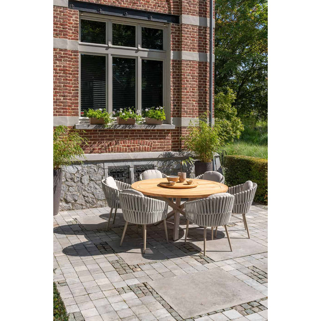 Taste 4SO Eva Dining + Prado Teak Tabelle 160 Ø CM + Lazy Susan