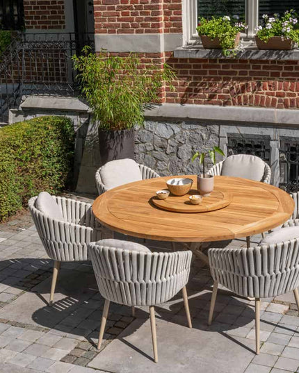 Taste 4SO Eva Dining + Prado Teak Tabelle 160 Ø CM + Lazy Susan