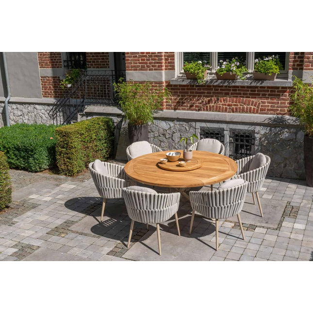 Taste 4SO Eva Dining + Prado Teak Tabelle 160 Ø CM + Lazy Susan