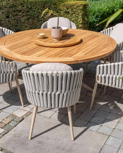 Taste 4SO Eva Dining + Prado Teak Tabelle 160 Ø CM + Lazy Susan