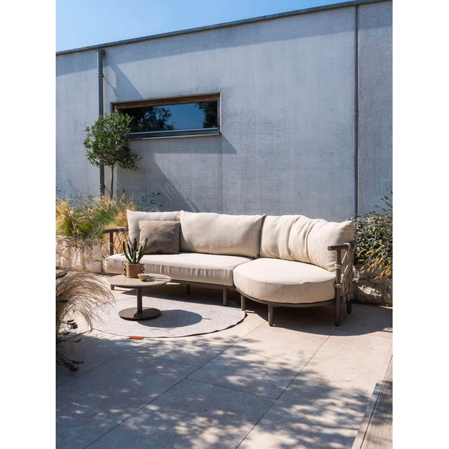 4 Seasons Outdoor Ezra Chaise Lounge Bank + Lounge Sitz + Finn Couchtisch Kieselform