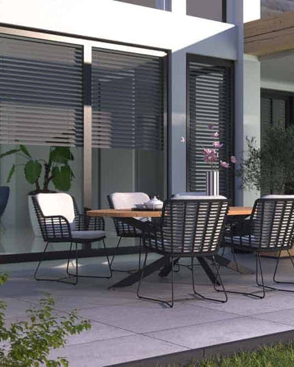 4 Seasons Outdoor Fabrice Dining Anthrazit + Taste 4SO Prado Teaktisch Ellips 240 cm