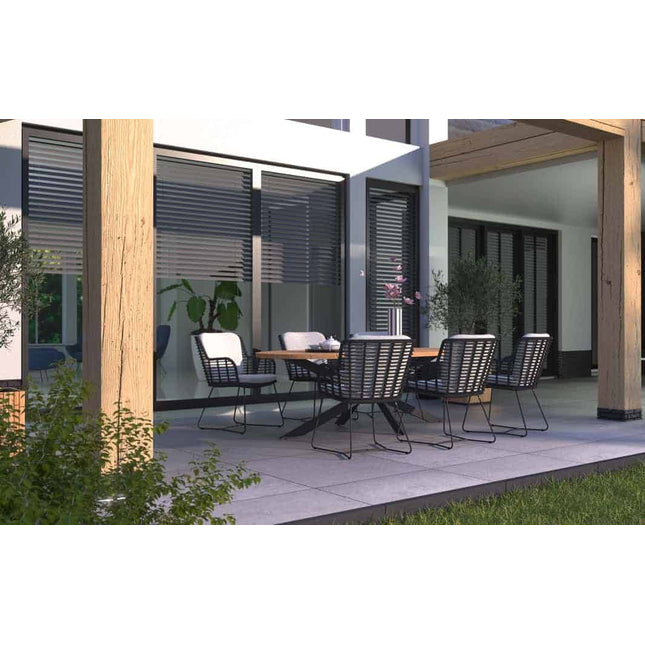 4 Seasons Outdoor Fabrice Dining Anthrazit + Taste 4SO Prado Teaktisch Ellips 240 cm