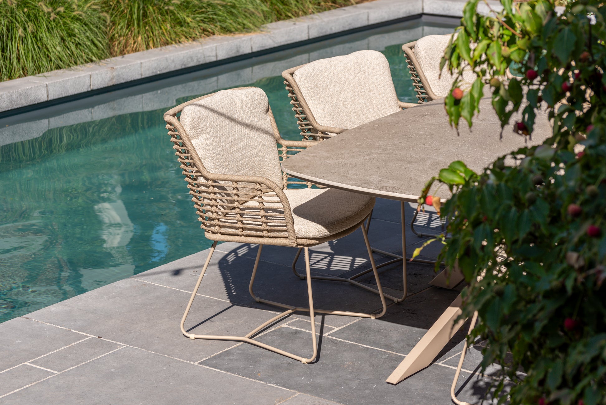 Fabrice dining set with Privada ellipse dining table - Detail
