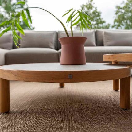 4 Seasons Outdoor Finn Couchtisch mit Keramiktisch Top 85 cm. Ø (H 25)