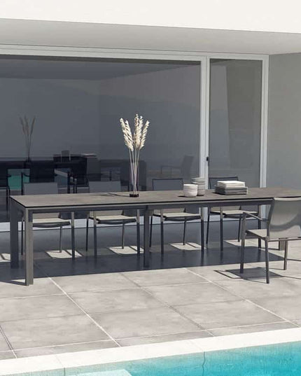 Taste 4SO Melbourne Dining Anthrazite + Optimum Put Tisch Keramik 160-220-280 cm