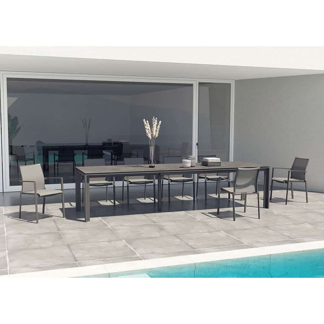 Taste 4SO Melbourne Dining Anthrazite + Optimum Put Tisch Keramik 160-220-280 cm