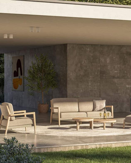 4 Seasons Outdoor Julia Bistro Lounge Set + Footstool + REM Couchtisch 60 Ø CM