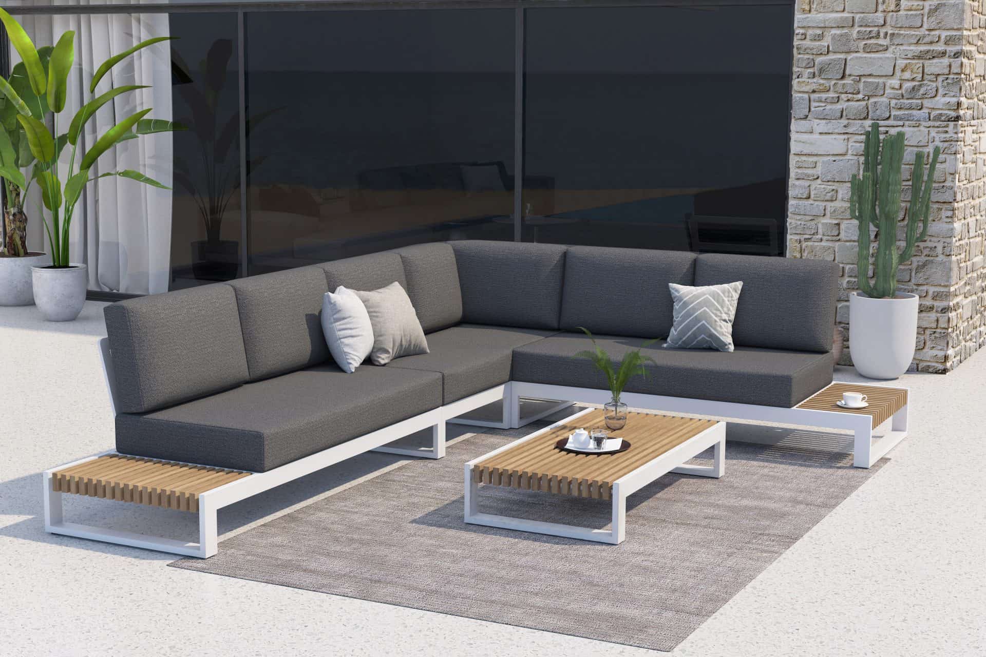 Taste 4SO Kioto loungeset modulair wit+ salontafel 120 x 60 