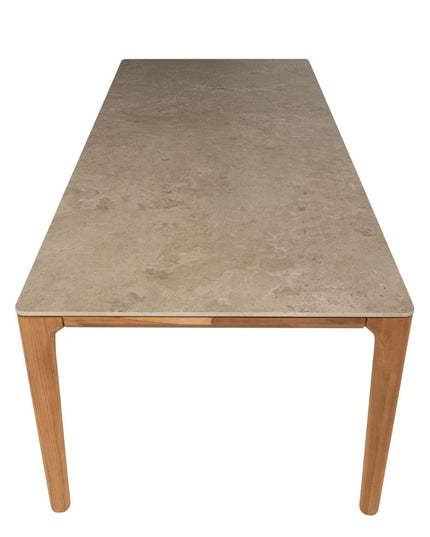 4 Seasons Outdoor Allora Essstuhl Latte + Geschmack 4SO Liam Tisch mit Keramikblatt 240 cm